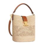 SMALL LOUISE BUCKET IN RAFFIA AND CALFSKIN