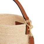 SMALL LOUISE BUCKET IN RAFFIA AND CALFSKIN