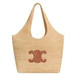 CELINE CLASSIC PANIER SHOPPER CABAS IN RAFFIA AND CALFSKIN