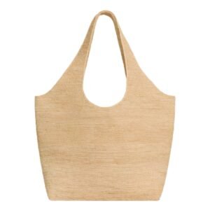 CELINE CLASSIC PANIER SHOPPER CABAS IN RAFFIA AND CALFSKIN