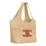 CELINE CLASSIC PANIER SHOPPER CABAS IN RAFFIA AND CALFSKIN