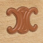 CELINE CLASSIC PANIER SHOPPER CABAS IN RAFFIA AND CALFSKIN