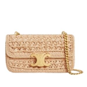 CHAIN SHOULDER BAG CLAUDE IN RAFFIA EFFECT TEXTILE