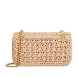 CHAIN SHOULDER BAG CLAUDE IN RAFFIA EFFECT TEXTILE