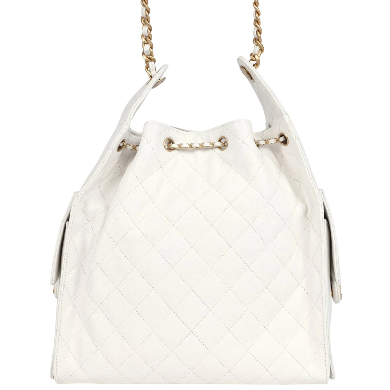 CHANEL MEDIUM 25 HOBO BAG WHITE CAVIAR ANTIQUE GOLD HARDWARE