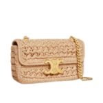 CHAIN SHOULDER BAG CLAUDE IN RAFFIA EFFECT TEXTILE