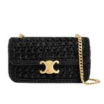 CHAIN SHOULDER BAG CLAUDE IN RAFFIA EFFECT TEXTILE