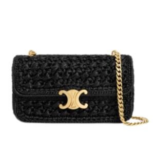 CHAIN SHOULDER BAG CLAUDE IN RAFFIA EFFECT TEXTILE