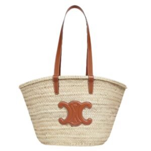 CELINE MEDIUM CLASSIC PANIER IN PALM LEAVER AND CALFSKIN