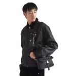 RE NYLON AND SAFFIANO LEATHER SHOULDER BAG