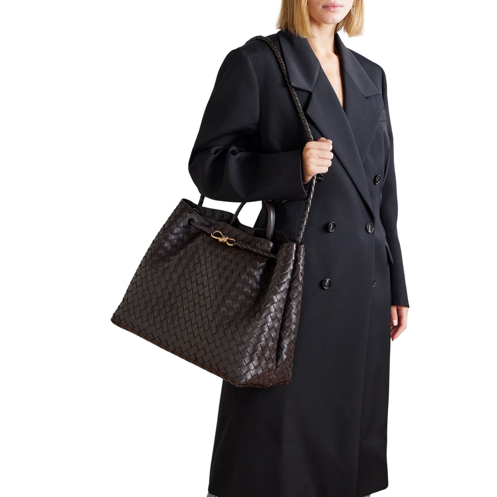 ANDIAMO LARGE EMBELLISHED INTRECCIATO LEATHER TOTE