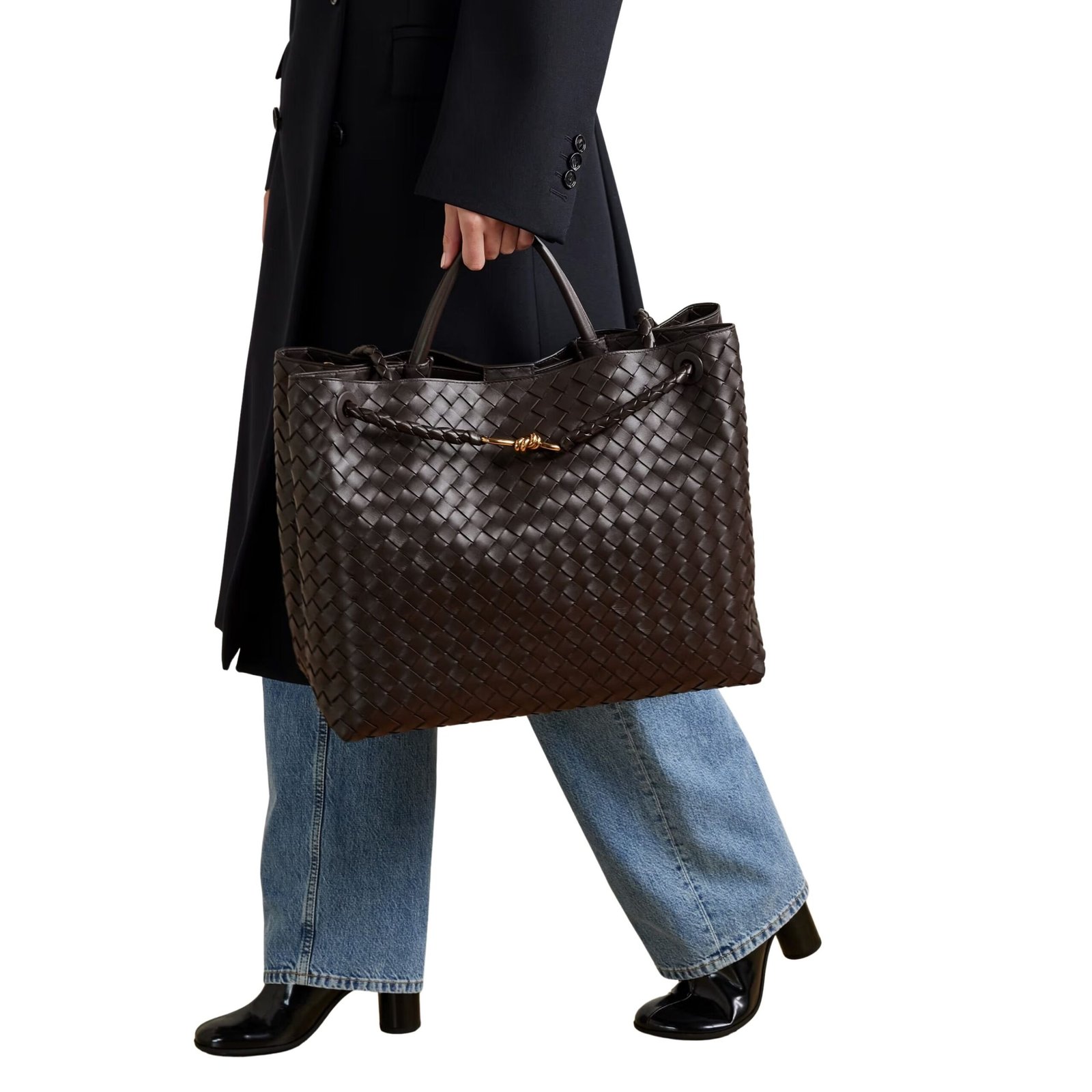 ANDIAMO LARGE EMBELLISHED INTRECCIATO LEATHER TOTE