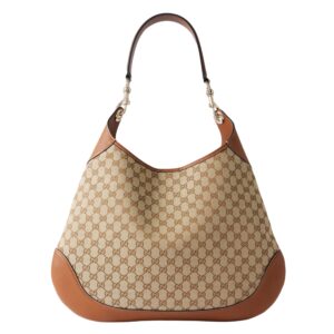 OPHIDIA LEATHER TRIMMED CANVAS JACQUARD SHOULDER BAG