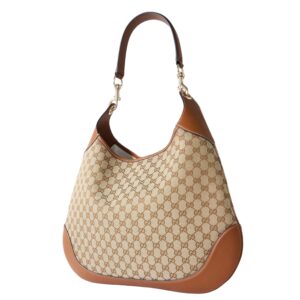 OPHIDIA LEATHER TRIMMED CANVAS JACQUARD SHOULDER BAGOPHIDIA LEATHER TRIMMED CANVAS JACQUARD SHOULDER BAG