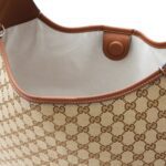 OPHIDIA LEATHER TRIMMED CANVAS JACQUARD SHOULDER BAG