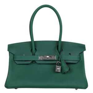 HERMES SHOULDER BIRKIN LIGHT 29 VERT MOYEN EVERCOLOR PALLADIUM HARDWARE