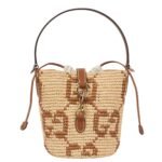GG MINI RAFFIA EFFECT BUCKET BAG