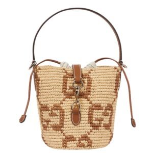 GG MINI RAFFIA EFFECT BUCKET BAG