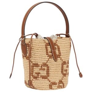 GG MINI RAFFIA EFFECT BUCKET BAG