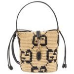 GG MINI RAFFIA EFFECT BUCKET BAG