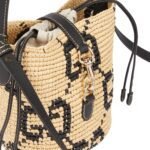 GG MINI RAFFIA EFFECT BUCKET BAG