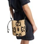 GG MINI RAFFIA EFFECT BUCKET BAG