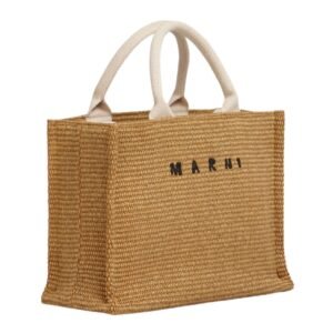 MARNI NATURAL COLOURED RAFFIA EFFECT SMALL TOTE BAG