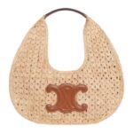 CELINE CLASSIC PANIER HOBO BAG IN RAFFIA AND CALFSKIN