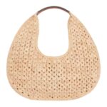 CELINE CLASSIC PANIER HOBO BAG IN RAFFIA AND CALFSKIN