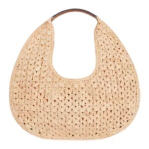 CELINE CLASSIC PANIER HOBO BAG IN RAFFIA AND CALFSKIN