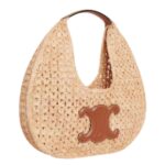 CELINE CLASSIC PANIER HOBO BAG IN RAFFIA AND CALFSKIN