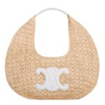CELINE CLASSIC PANIER HOBO BAG IN RAFFIA AND CALFSKIN