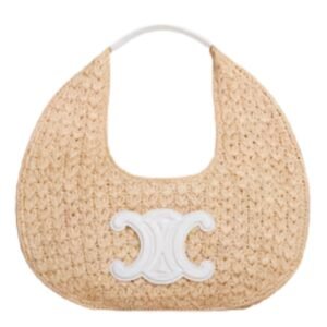 CELINE CLASSIC PANIER HOBO BAG IN RAFFIA AND CALFSKIN