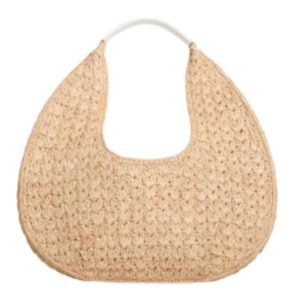 CELINE CLASSIC PANIER HOBO BAG IN RAFFIA AND CALFSKIN