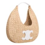 CELINE CLASSIC PANIER HOBO BAG IN RAFFIA AND CALFSKIN