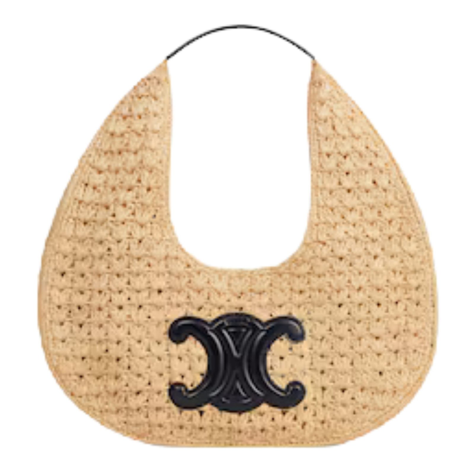CELINE CLASSIC PANIER HOBO BAG IN RAFFIA AND CALFSKIN