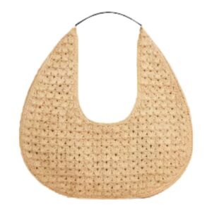 CELINE CLASSIC PANIER HOBO BAG IN RAFFIA AND CALFSKIN