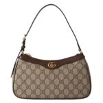 GUCCI OPHIDIA EMBELLISHED TEXTURED LEATHER TRIMMED PRINTED COATED CANVAS SHOULDER BAG