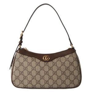 GUCCI OPHIDIA EMBELLISHED TEXTURED LEATHER TRIMMED PRINTED COATED CANVAS SHOULDER BAG