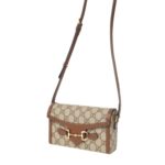 BEIGE AND DARK BROWN GG SUPREME CANVAS HORSEBIT 1955 MINI CROSSBODY BAG