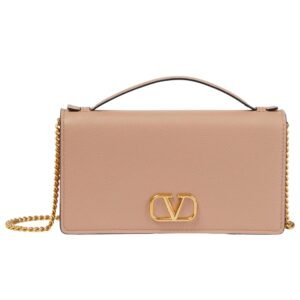 VALENTINO VLOGO LEATHER WALLET ON CHAIN