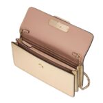 VALENTINO VLOGO SIGNATURE METALLIC GRAINY CALFSKIN WALLET WITH CHAIN