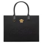 VERSACE LA MEDUSA CANVAS LARGE TOTE BAG