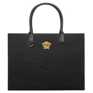 VERSACE LA MEDUSA CANVAS LARGE TOTE BAG