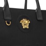 VERSACE LA MEDUSA CANVAS LARGE TOTE BAG