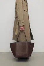 Deep Brown The Row XL Stitched Park Tote Bag