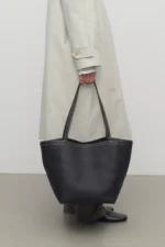 The Row Park Tote Three Stitch Black Leather Bag