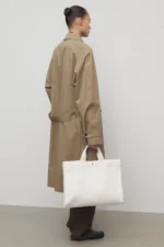 The Row Sisal Optical White Leather Shopper Bag