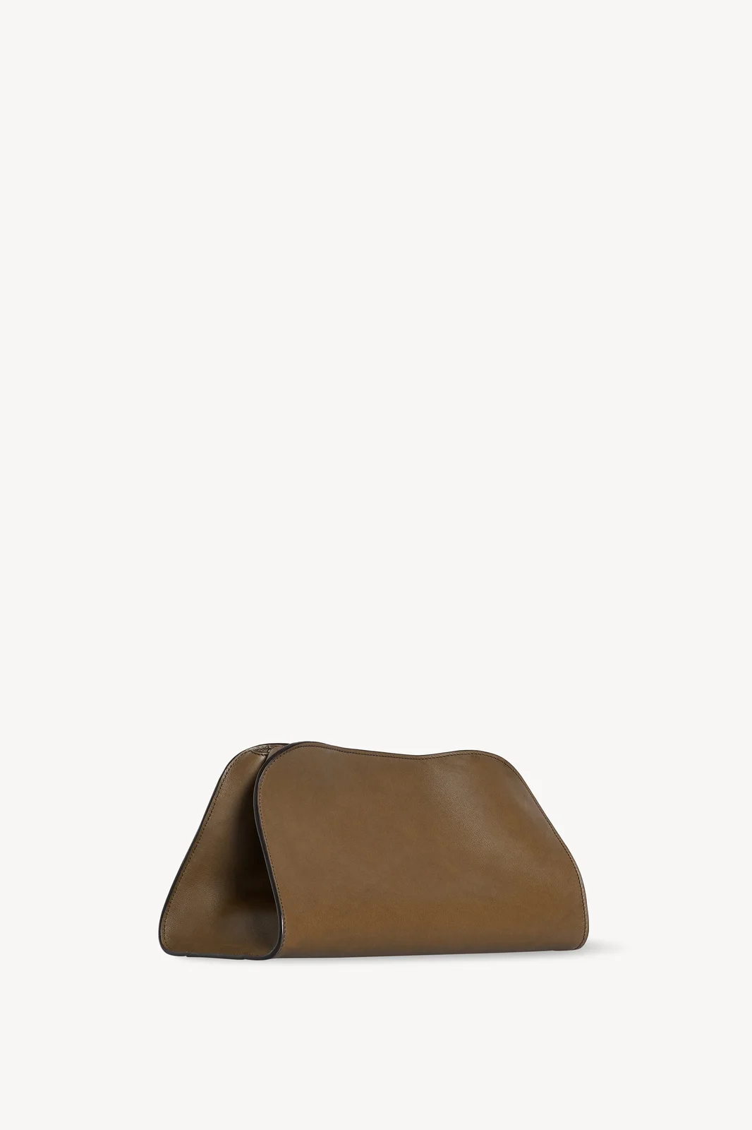The Row Peggy Clutch Leather Dark Muschio