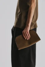 The Row Leather Dark Muschio Peggy Clutch